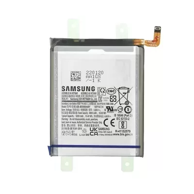 Bateria Samsung Li-ion com etiqueta técnica branca e conector flexível laranja.