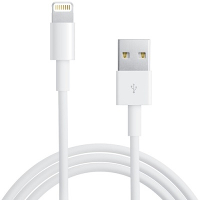 Cabo de carregamento branco com conector Lightning e USB