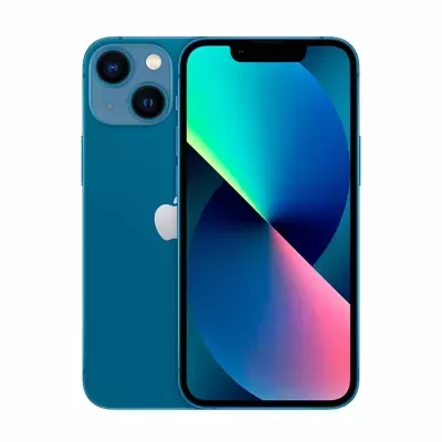Smartphone Apple iPhone azul com ecrã frontal e câmaras traseiras