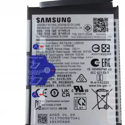Bateria Samsung WT-S-W1 com especificações e certificações impressas