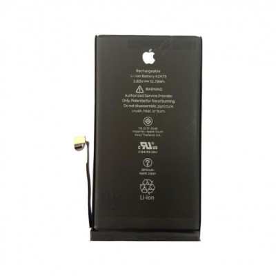 Bateria recarregável Apple Li-ion preta com texto e conector amarelo
