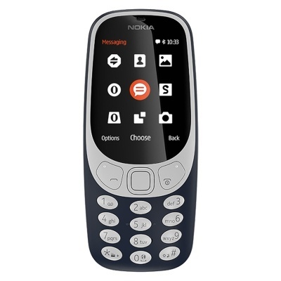 Telemóvel Nokia clássico com teclado físico e ecrã pequeno a mostrar ícones de aplicações.