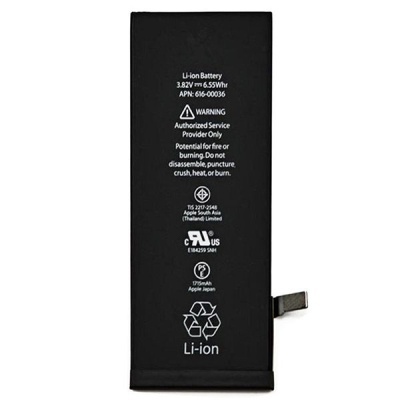 Bateria Li-ion preta com texto branco e informações técnicas