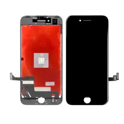 Conjunto de ecrã para smartphone preto com parte traseira vermelha e cabos flexíveis