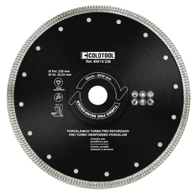 Disco de corte COLOTOOL preto com borda turbo reforçada e texto branco