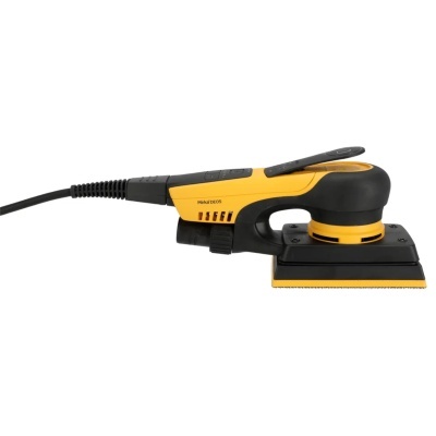 Lixadeira elétrica Mirka DEOS amarela e preta com cabo e base rectangular