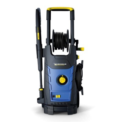 Máquina de lavagem pressão MICHELIN azul e preta com mangueira e pistola