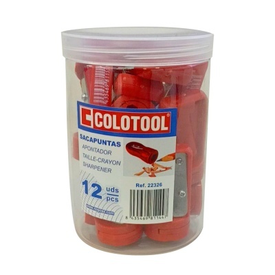 Recipiente transparente com 12 apontadores vermelhos COLOTOOL