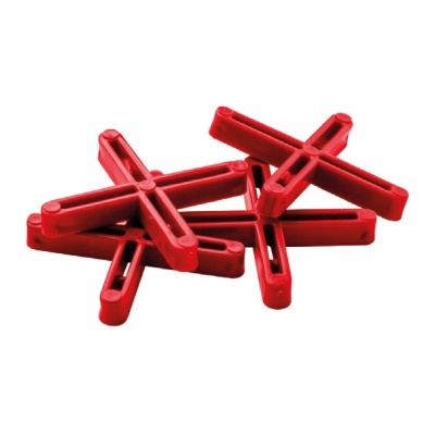 Espaçadores de azulejos vermelhos em plástico em forma de cruz