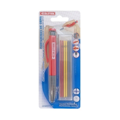 Conjunto de porta-minas COLOTOOL com grafites coloridos em embalagem blister.