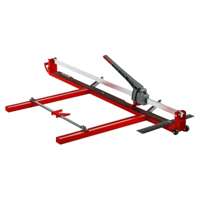 Cortador manual de azulejos metálico vermelho e prata com alavanca preta