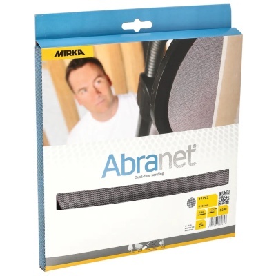 Embalagem de folhas abrasivas Abranet da marca Mirka para lixagem