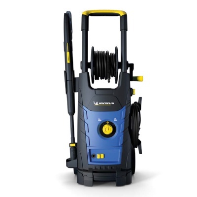 Máquina de pressão MICHELIN azul, preta e amarela com mangueira e cabo