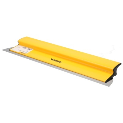 Régua amarela com marca MIRA e autocolante com código de barras