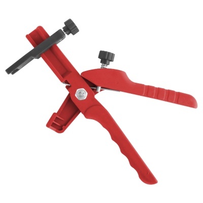 Alicate para nivelador de cerâmica vermelho e preto com parafusos de ajuste