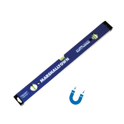 Nível de bolha azul MARSHALLTOWN com bolhas e extremidades pretas