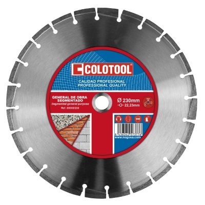 Disco de corte segmentado COLOTOOL vermelho e azul 230 mm para construção