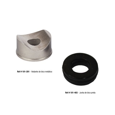 Vedante de bico metálico cinza e junta de bico preta redonda