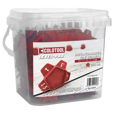 Recipiente transparente com espaçadores de azulejos vermelhos COLOTOOL