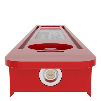 Nível de bolha vermelho com janela transparente e detalhe metálico