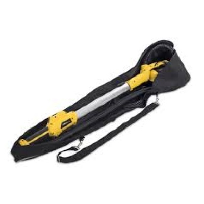 Cortador de relva elétrico amarelo com cabo metálico em estojo preto