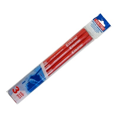 Três lápis carpinteiro vermelhos GELOTOOL em embalagem plástica