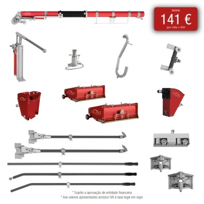 Conjunto de acessórios industriais em metal e vermelho com preço e texto EXULANS TAPPING TOOLS.
