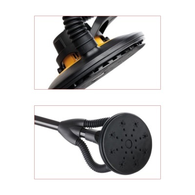 Lixadeira elétrica preta e amarela com base circular e ventosas