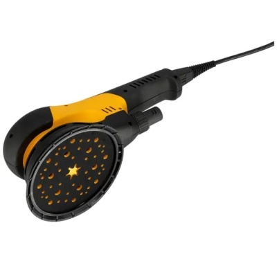 Lixadora elétrica preta e amarela com disco redondo e cabo