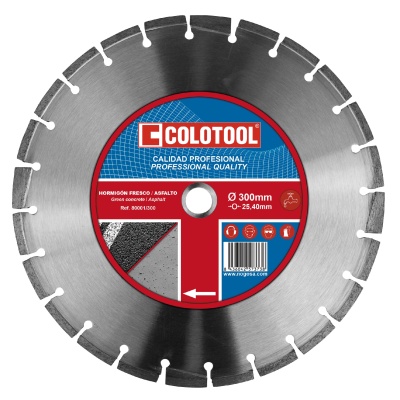 Disco de corte metálico COLOTOOL 300mm para hormigón fresco e asfalto