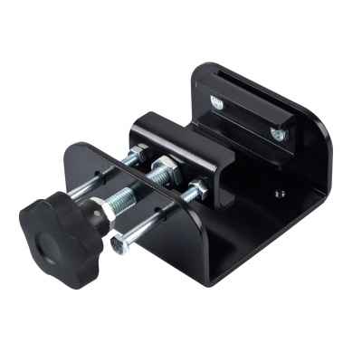 Suporte de metal preto com parafuso de aperto manual