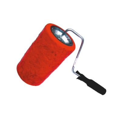 Rolo de pintura vermelho com cabo preto