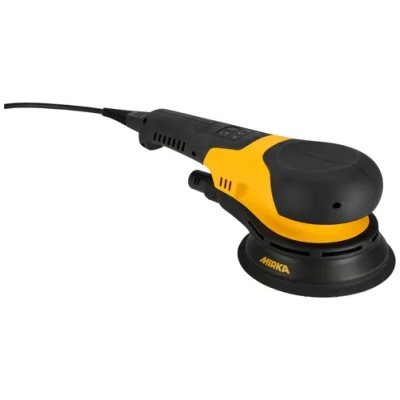 Lixadora elétrica Mirka preta e amarela com cabo