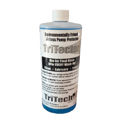 Frasco branco do produto TriTeck TriTector com rótulo informativo em inglês