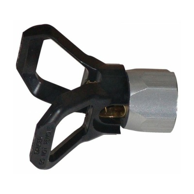 Aspersor de rega preto e cinza com conector metálico hexagonal