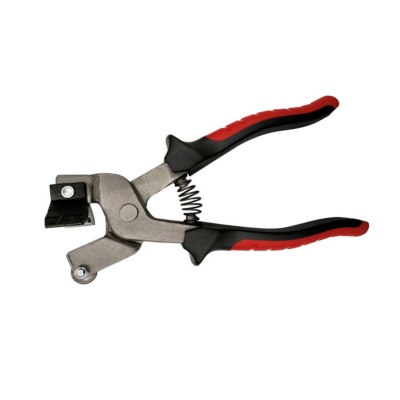 Alicate com cabo vermelho e preto e estrutura metálica