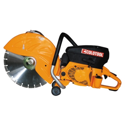 Serra eléctrica corta betão COLOTOOL com lâmina grande, cor amarelo e preto.