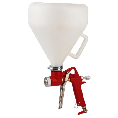 Pistola para texturizar vermelha com recipiente de plástico branco