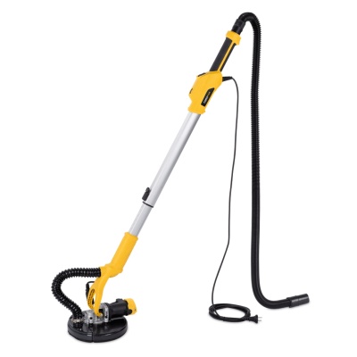 Lixadora elétrica amarela e preta com tubo metálico prateado e mangueira preta
