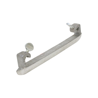 Barra de metal prateada com parafusos de pressão