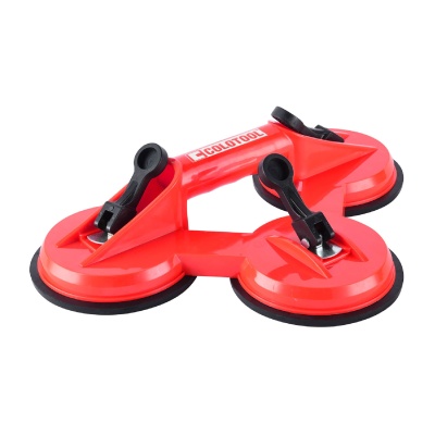 Ventosa tripla vermelha e preta para transporte de vidros com marca COLOTOOL