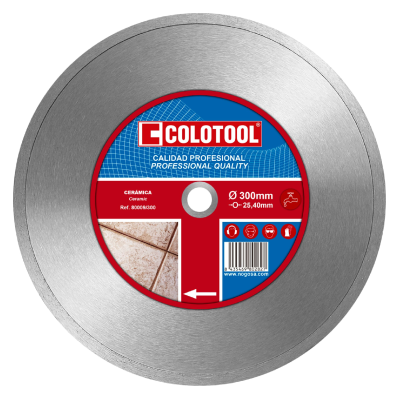 Disco de corte para cerâmica COLOTOOL com etiqueta azul e vermelha