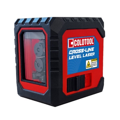 Nível laser COLOTOOL preto e vermelho com etiqueta azul