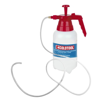 Frasco pulverizador de plástico branco e vermelho com tubo transparente longo e rótulo COLOTOOL