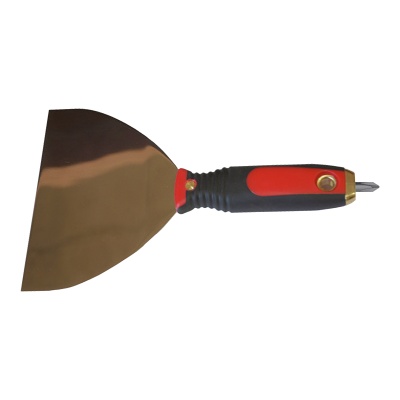 Espátula de aço inoxidável com cabo preto e vermelho