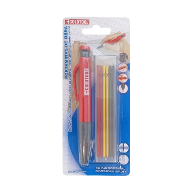 Conjunto de porta-minas COLOTOOL com grafites coloridos em embalagem blister.