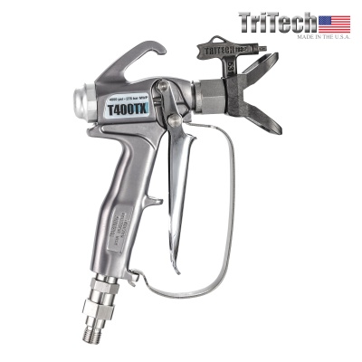 Pistola de pintura metálica prateada com alavanca