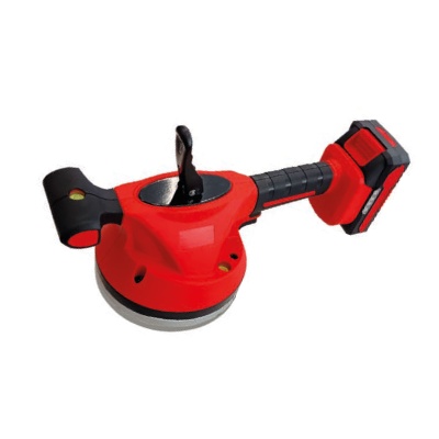 Nivelador vermelho e preto com cabo e bateria destacável