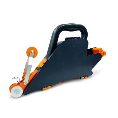 Dispenser manual preto e laranja para fita adesiva com pega ergonómica