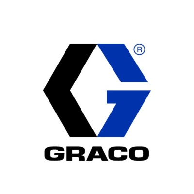 Logótipo GRACO com símbolo hexagonal preto e azul e texto preto